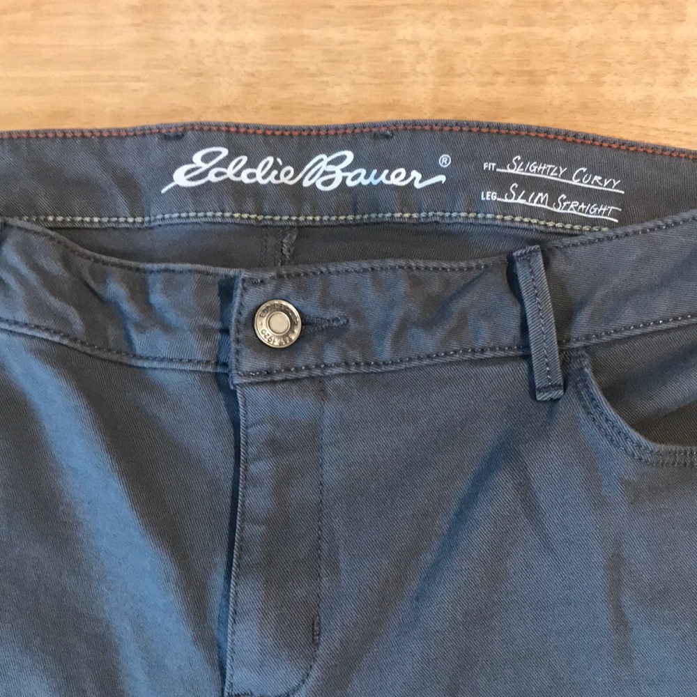 Eddie Bauer curvy slim straight denim jeans gray